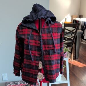 American Eagle Outfitters Red and Black Jacket